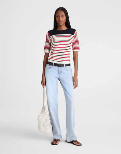 Bouclé-Knit Sweater Tee Red And Navy Multi Stripe | Madewell