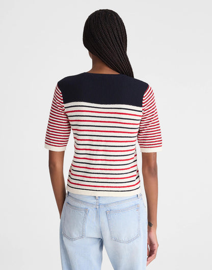 Bouclé-Knit Sweater Tee Red And Navy Multi Stripe | Madewell