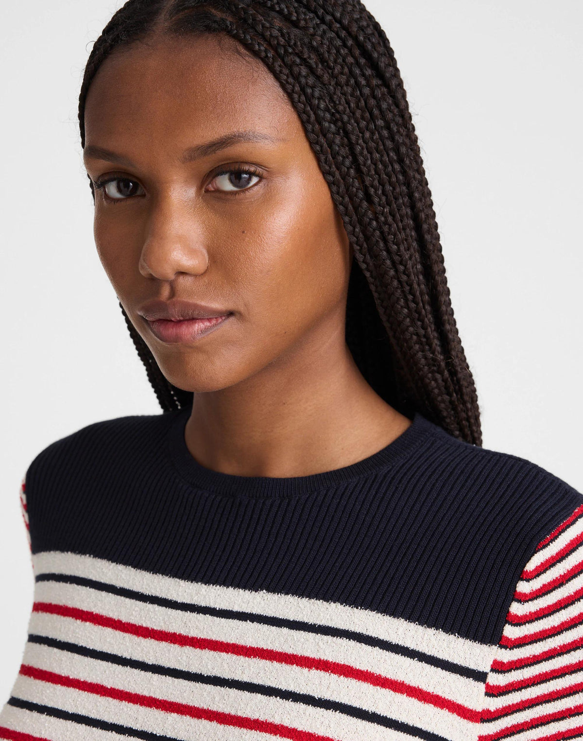 Bouclé-Knit Sweater Tee Red And Navy Multi Stripe | Madewell
