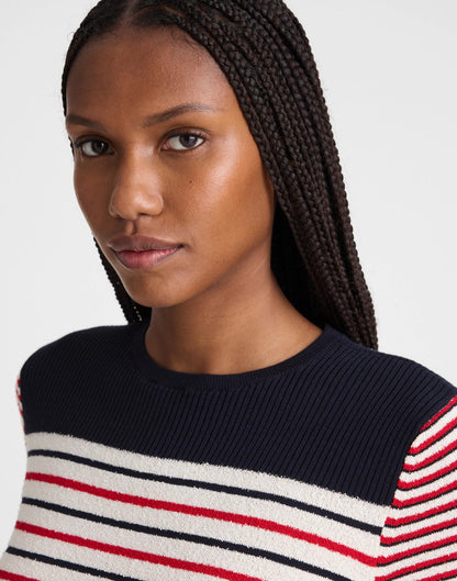 Bouclé-Knit Sweater Tee Red And Navy Multi Stripe | Madewell