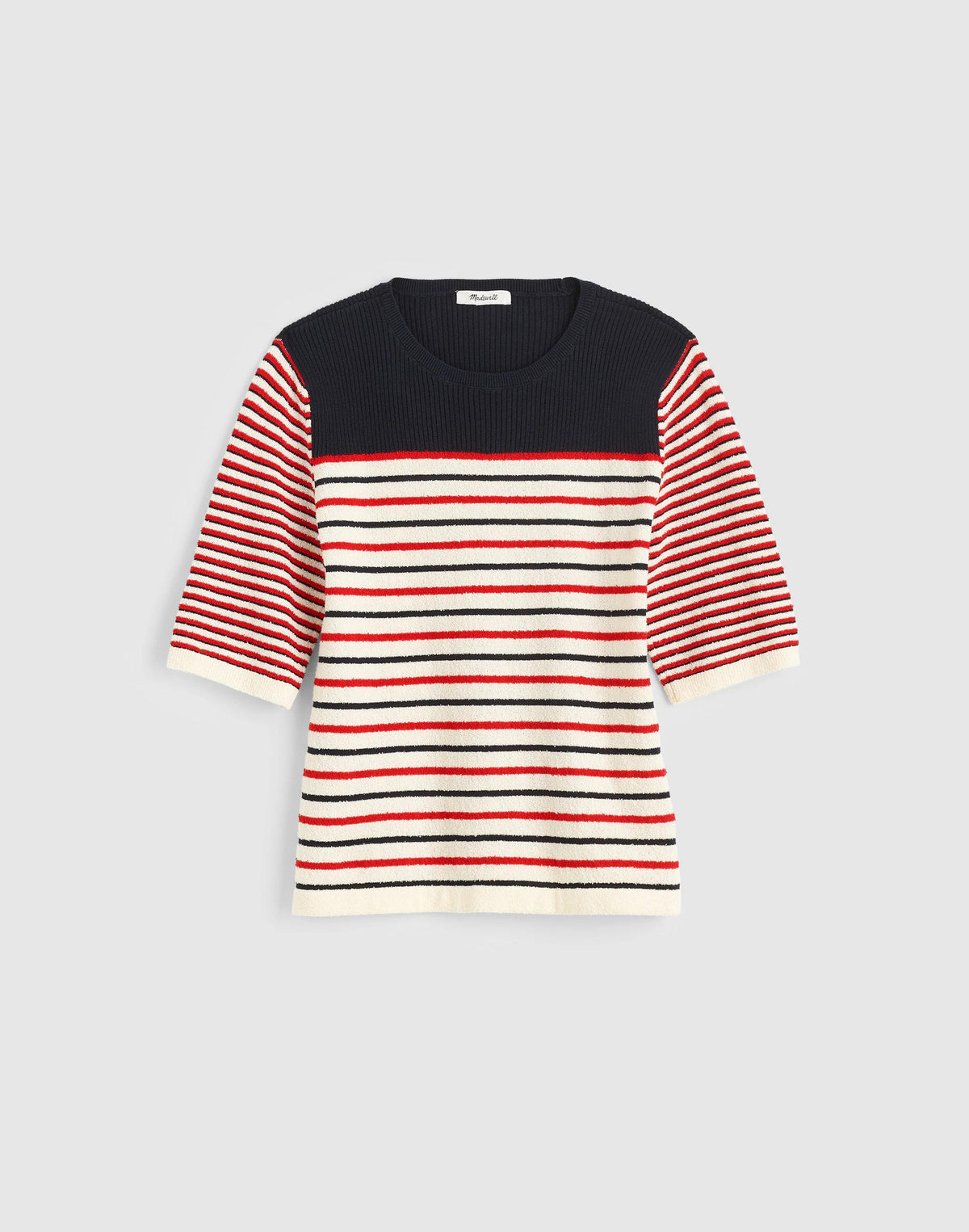 Bouclé-Knit Sweater Tee Red And Navy Multi Stripe | Madewell