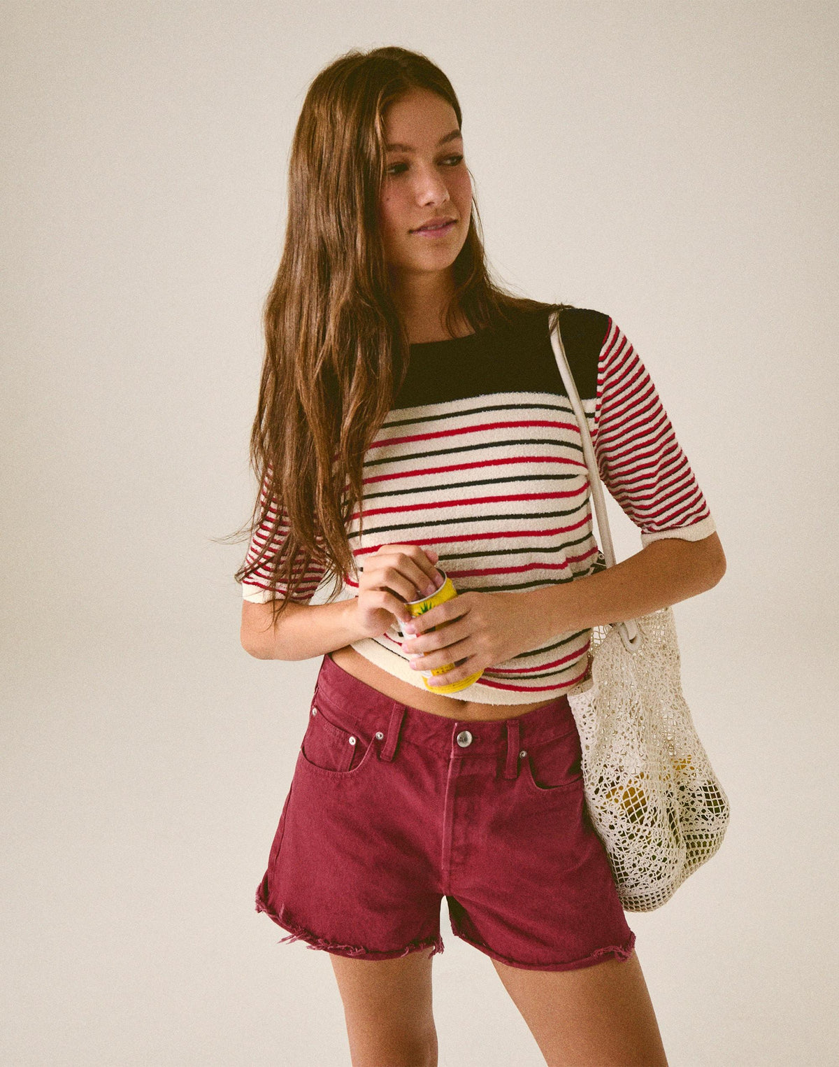 Bouclé-Knit Sweater Tee Red And Navy Multi Stripe | Madewell