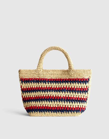 The Woven Mini Tote Red Navy Stripe | Madewell