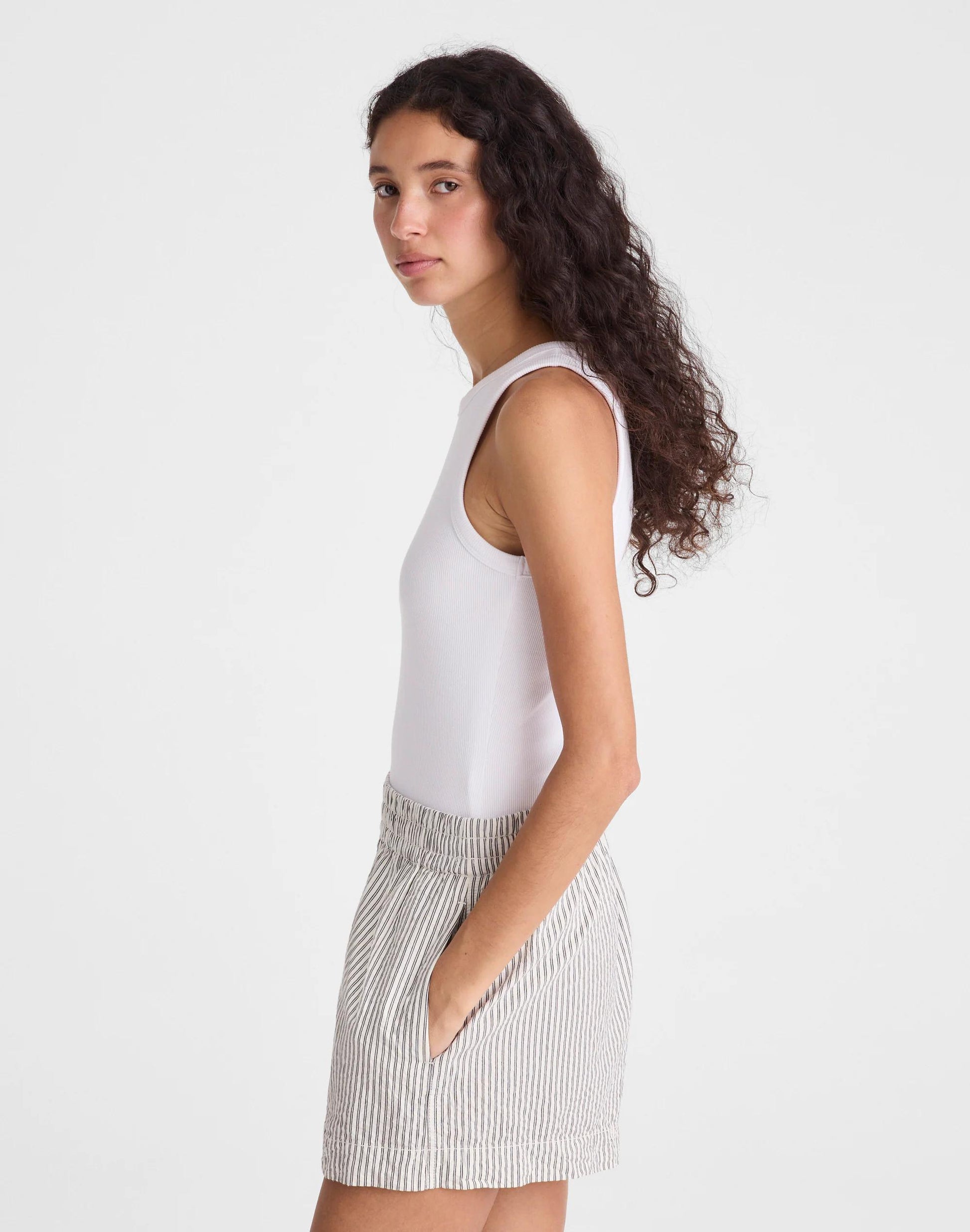 Pull-On Shorts Black Vintage Ivory Yarndye | Madewell