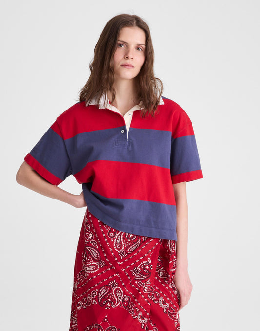 Boxy Rugby Polo Varsity Red And Navy Stripe | Madewell
