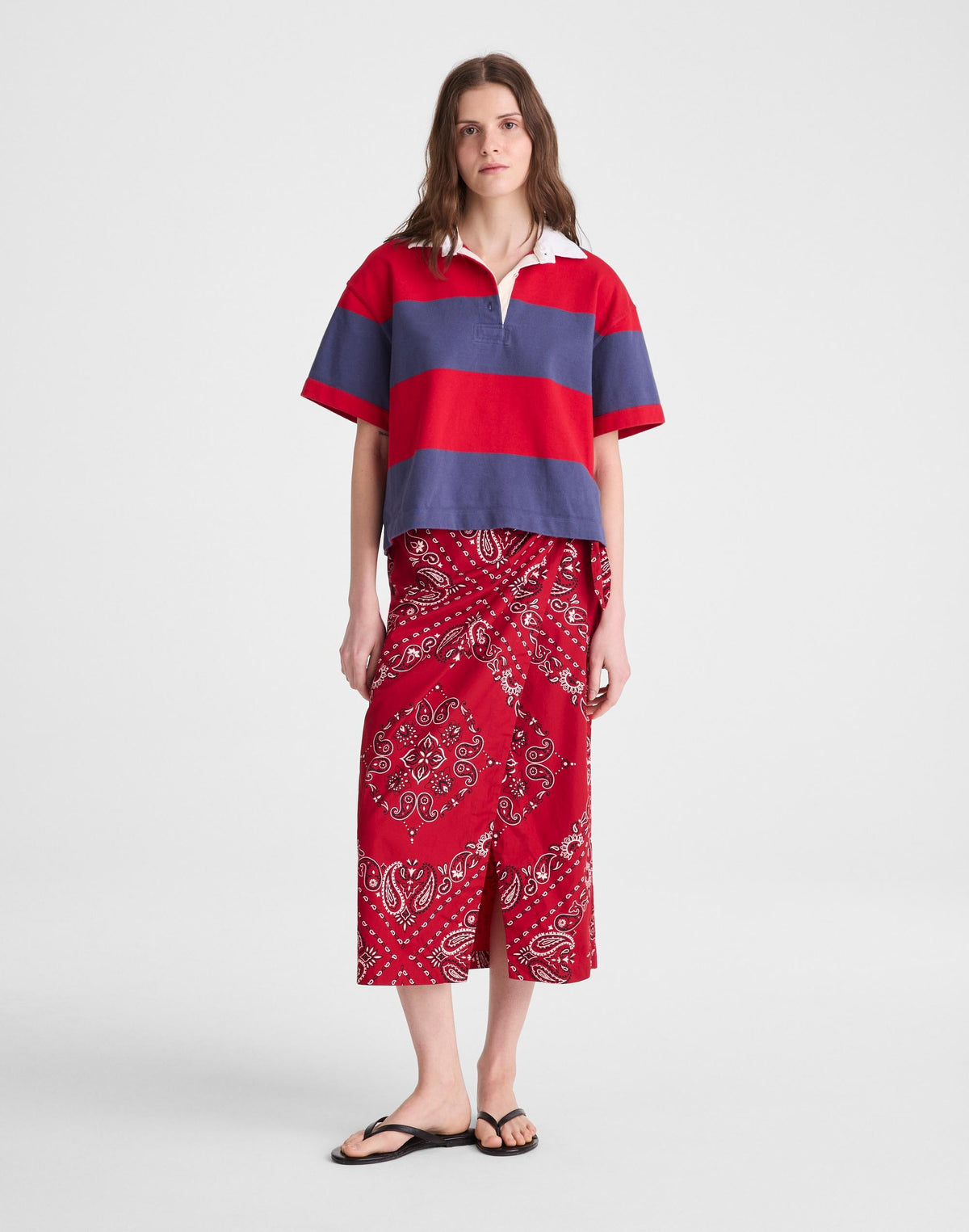 Boxy Rugby Polo Varsity Red And Navy Stripe | Madewell