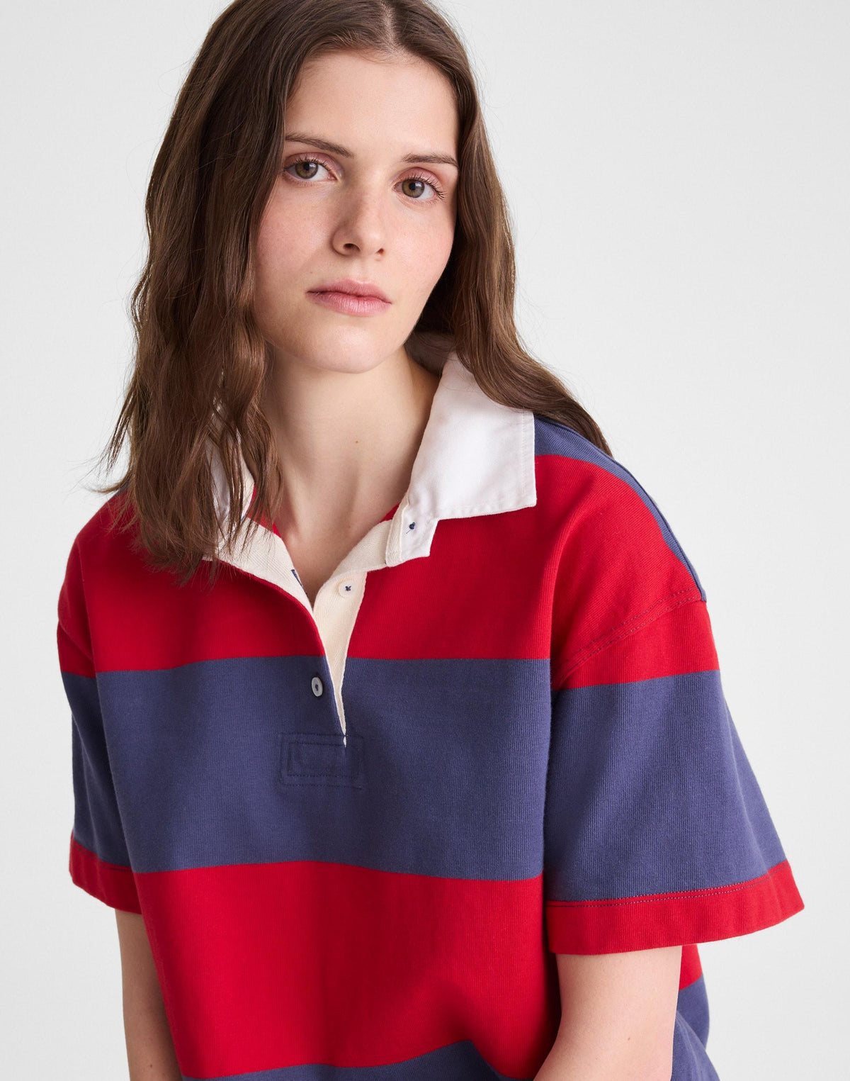 Boxy Rugby Polo Varsity Red And Navy Stripe | Madewell