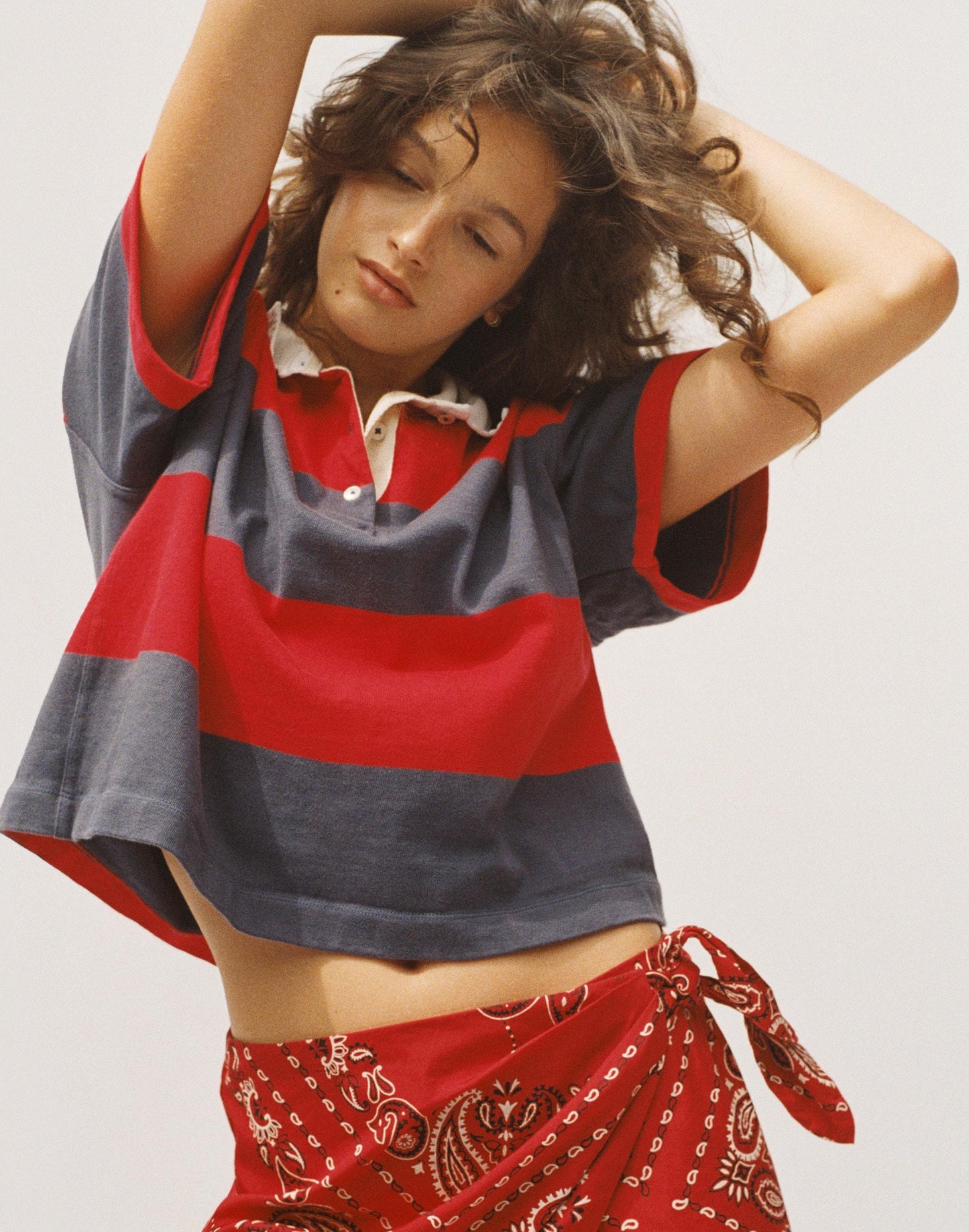 Boxy Rugby Polo Varsity Red And Navy Stripe | Madewell