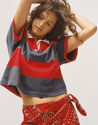 Boxy Rugby Polo Varsity Red And Navy Stripe | Madewell