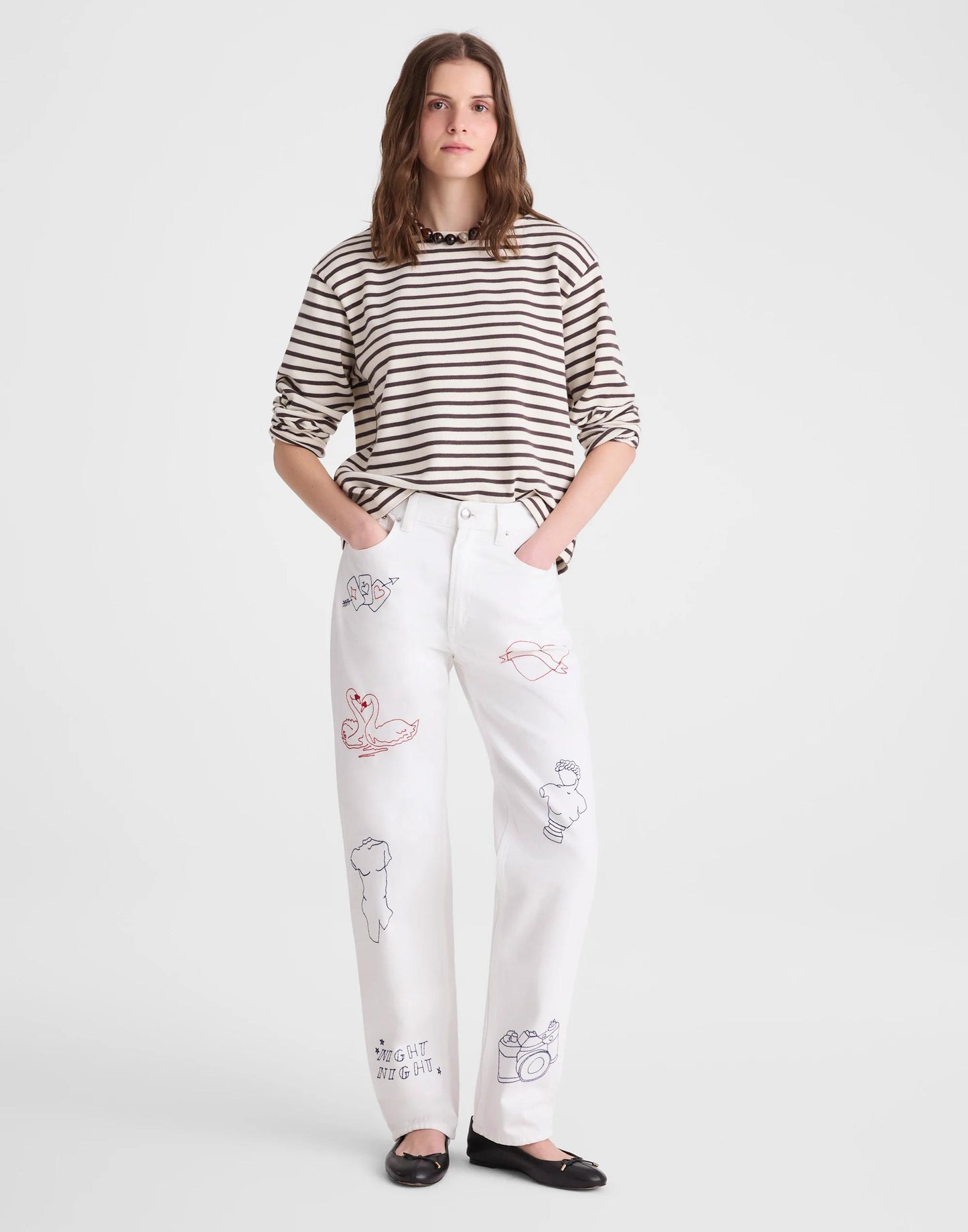 Embroidered Slim Boyfriend Jean Tile White | Madewell