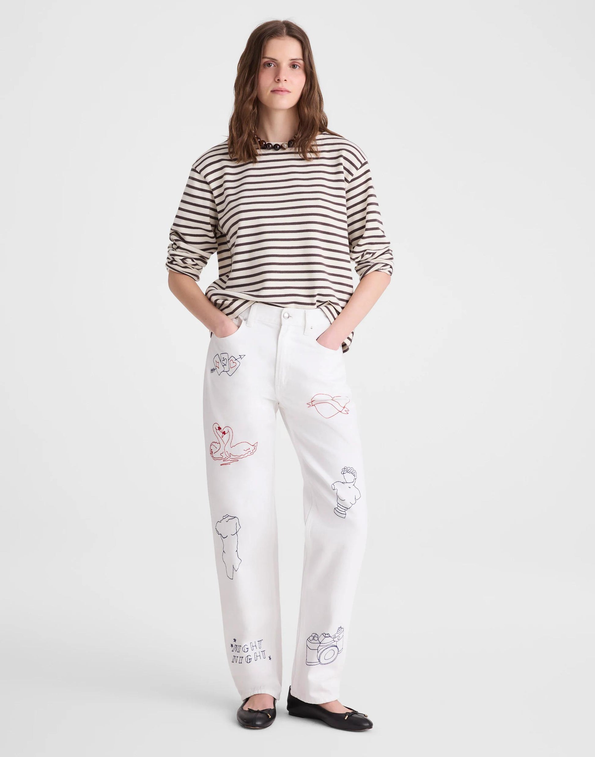 Embroidered Slim Boyfriend Jean Tile White | Madewell