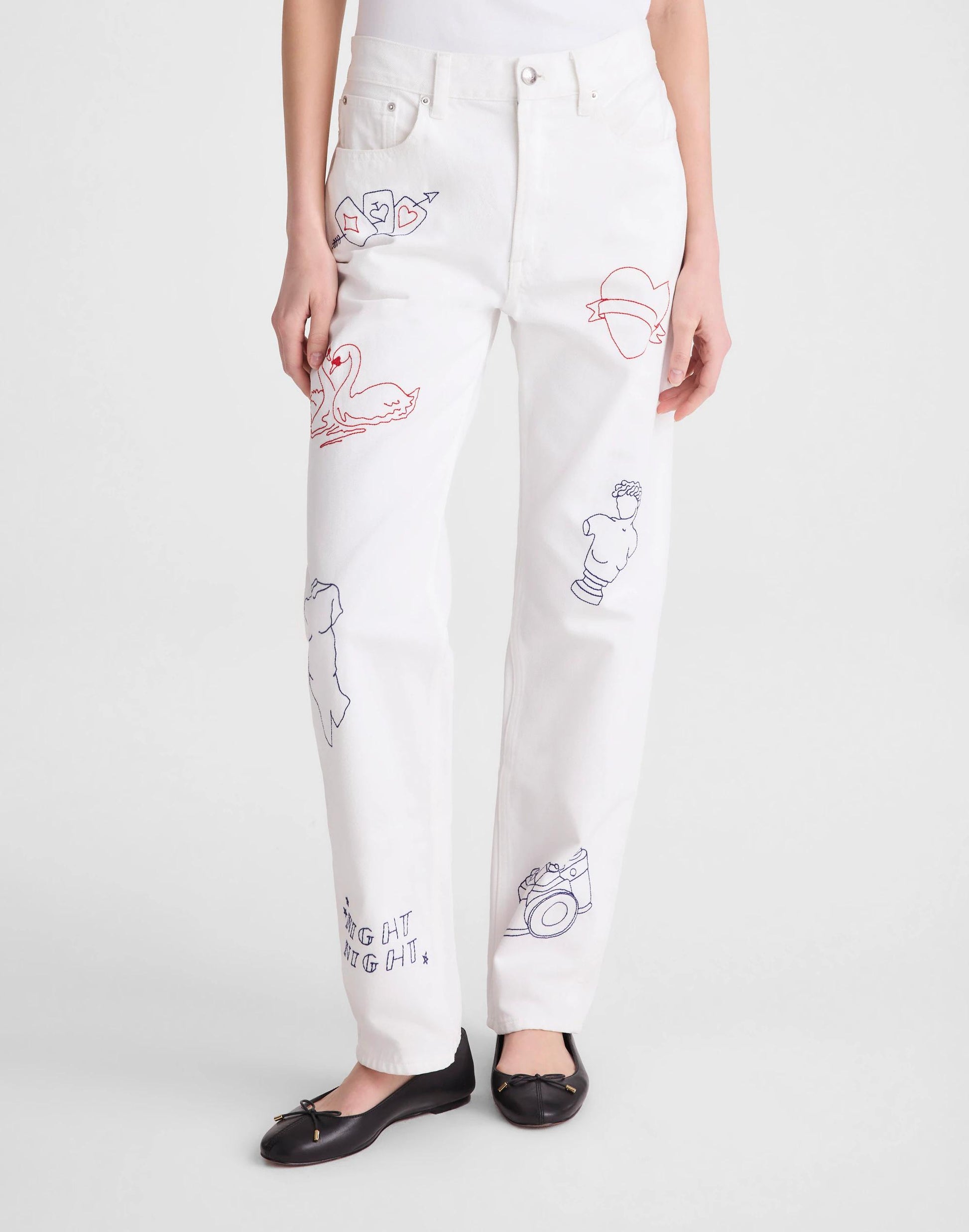 Embroidered Slim Boyfriend Jean Tile White | Madewell
