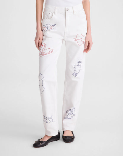 Embroidered Slim Boyfriend Jean Tile White | Madewell