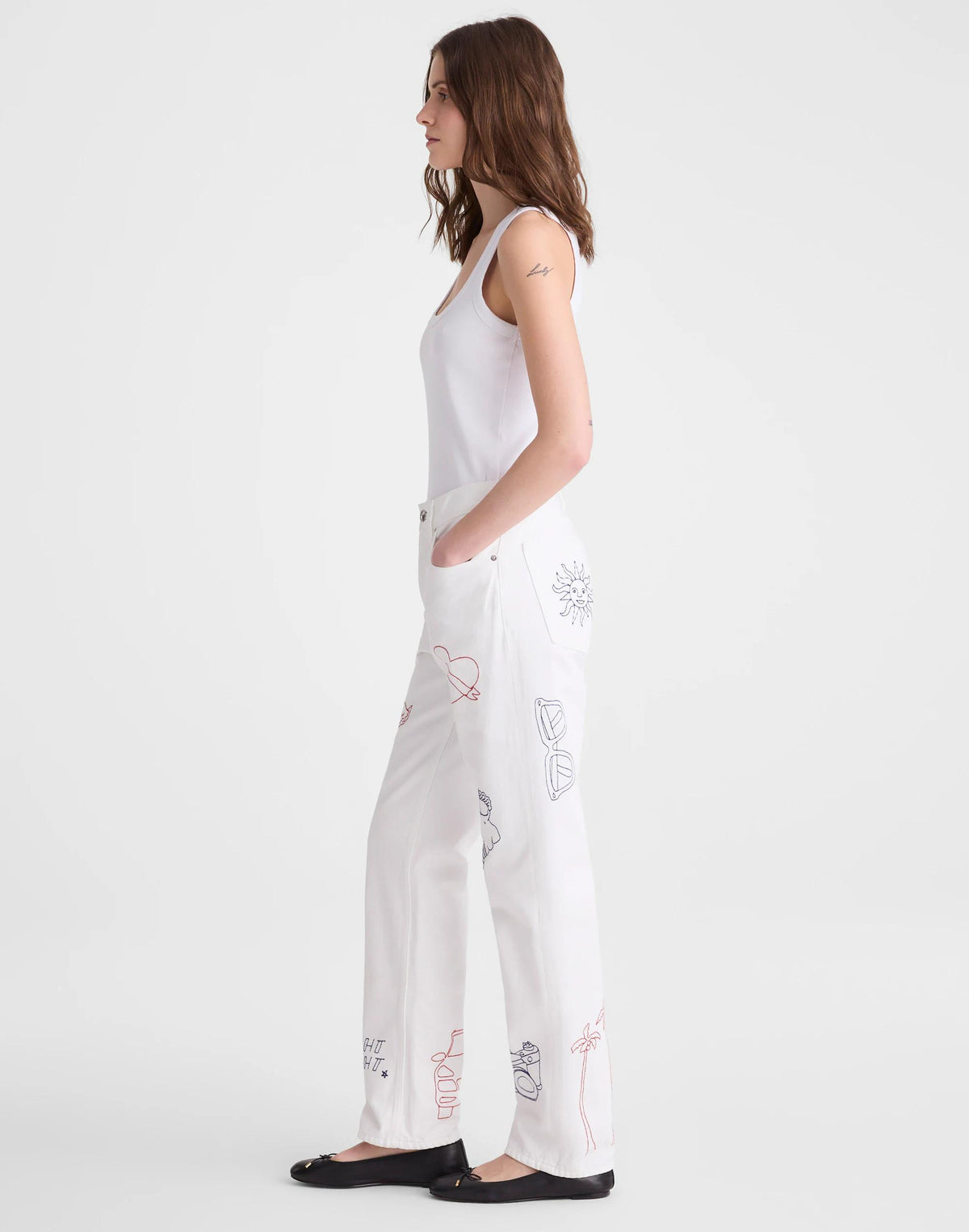 Embroidered Slim Boyfriend Jean Tile White | Madewell