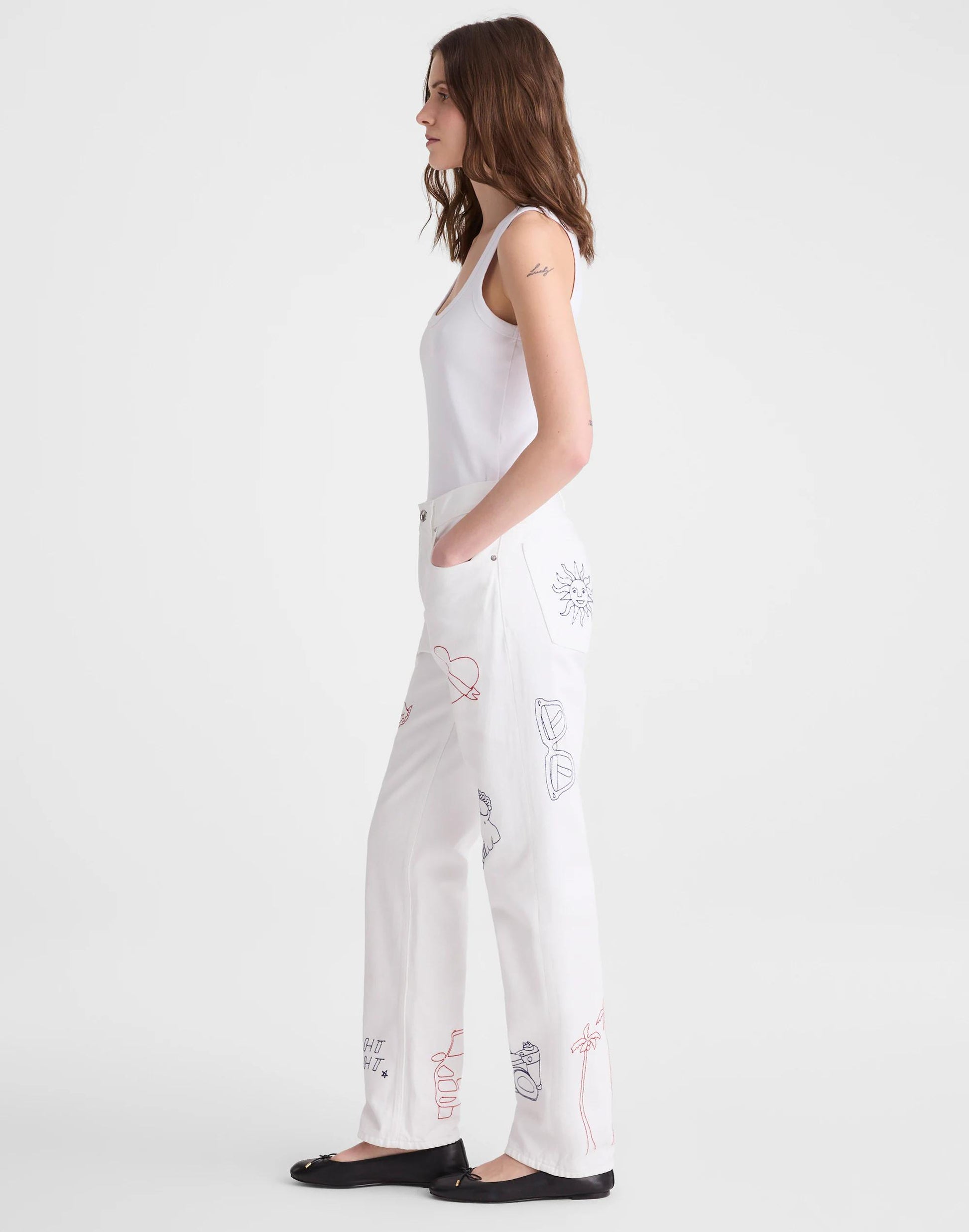 Embroidered Slim Boyfriend Jean Tile White | Madewell