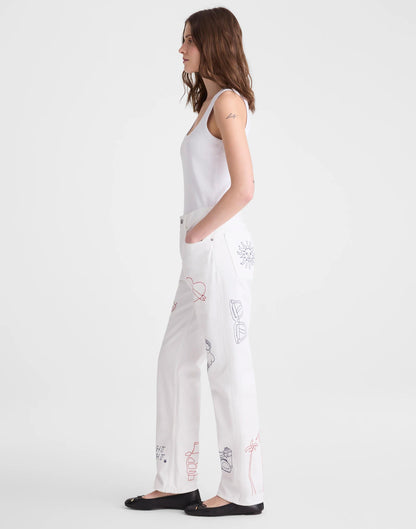 Embroidered Slim Boyfriend Jean Tile White | Madewell