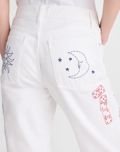 Embroidered Slim Boyfriend Jean Tile White | Madewell
