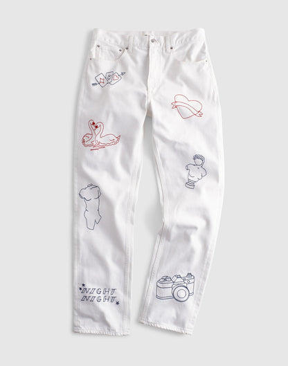 Embroidered Slim Boyfriend Jean Tile White | Madewell