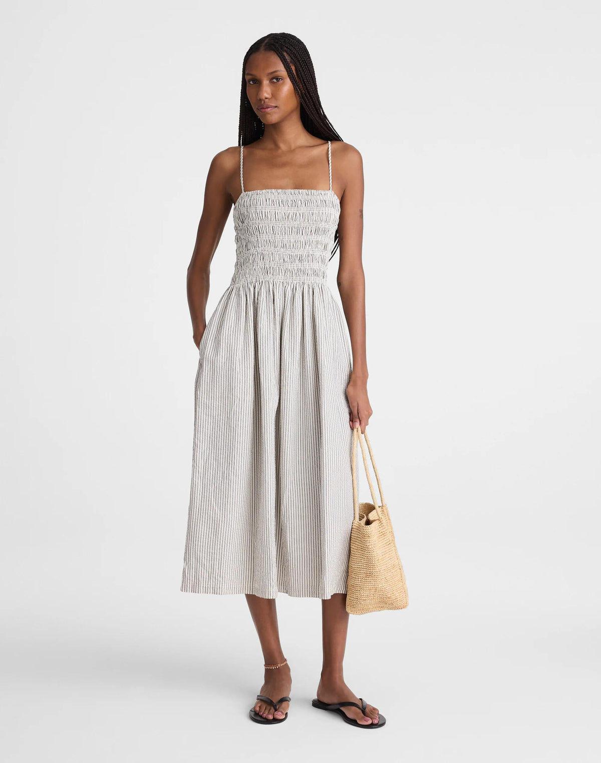 The Peyton Midi Dress Black Vintage Ivory Yarndye | Madewell