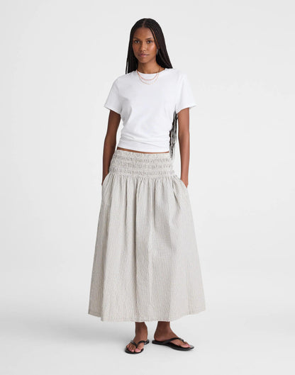 Sophia Midi Skirt in Seersucker Black Vintage Ivory Yarndye | Madewell
