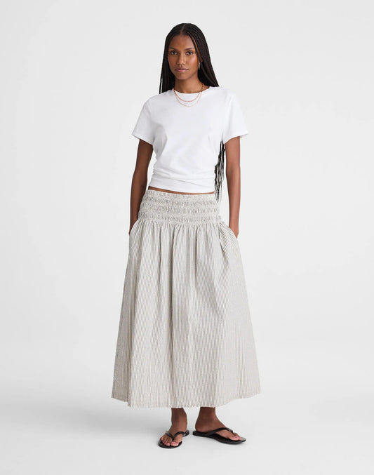 Sophia Midi Skirt in Seersucker Black Vintage Ivory Yarndye | Madewell