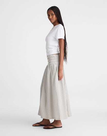 Sophia Midi Skirt in Seersucker Black Vintage Ivory Yarndye | Madewell