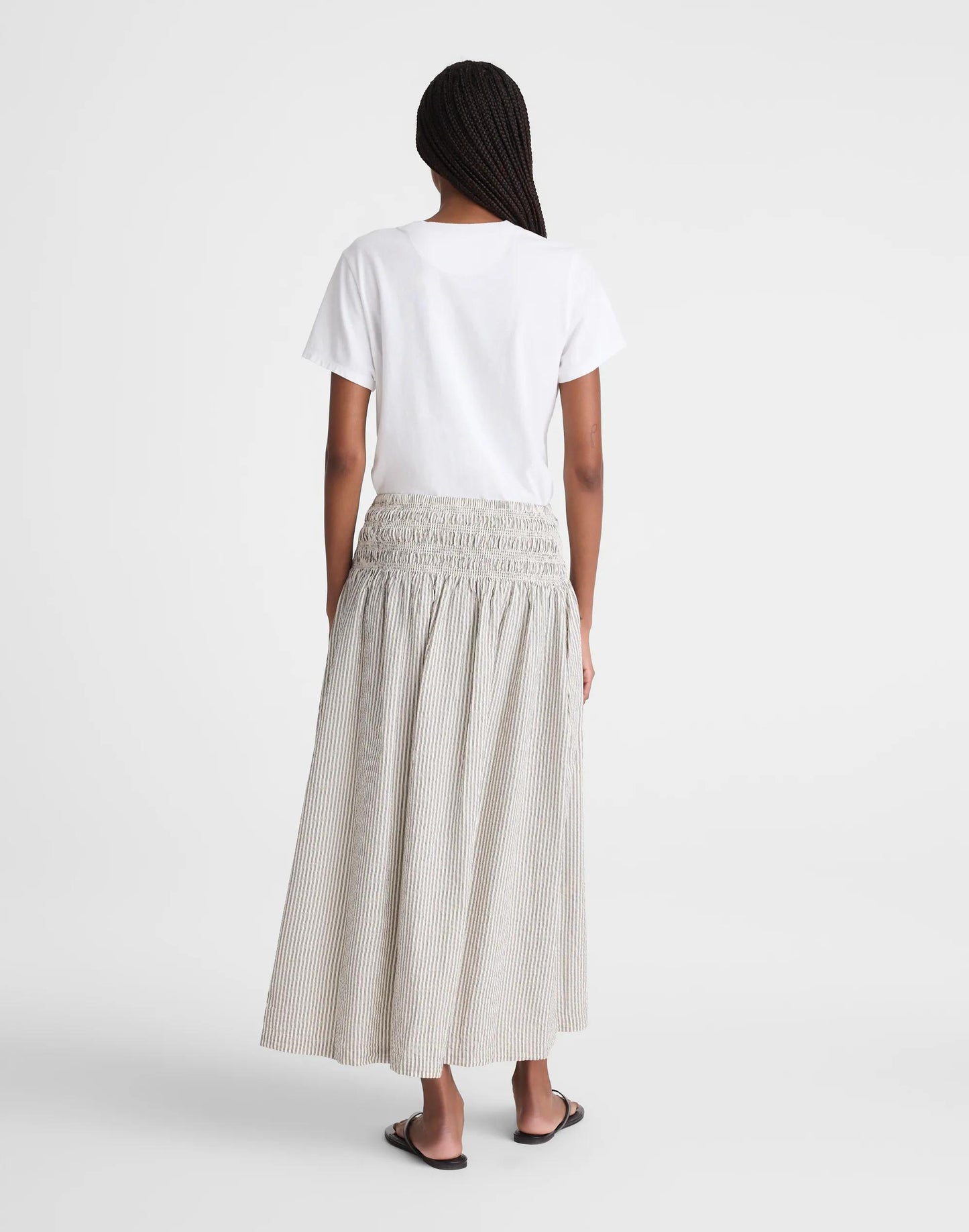 Sophia Midi Skirt in Seersucker Black Vintage Ivory Yarndye | Madewell