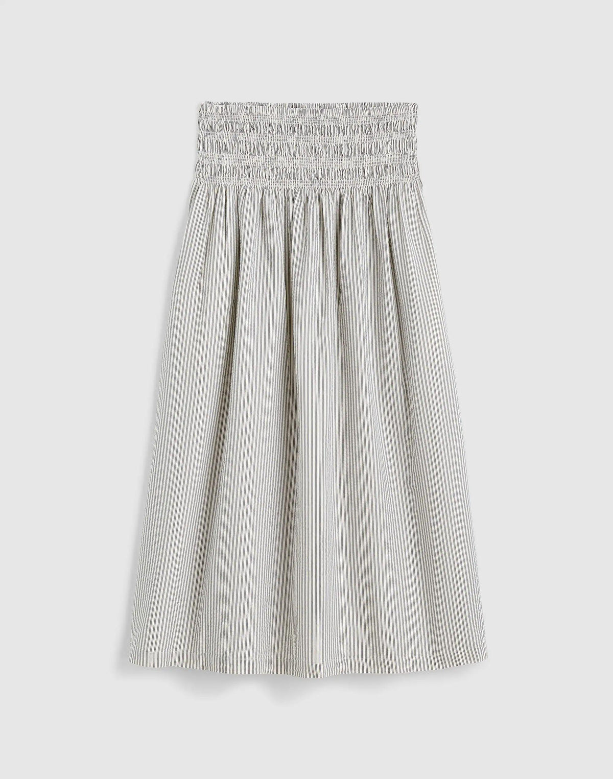 Sophia Midi Skirt in Seersucker Black Vintage Ivory Yarndye | Madewell