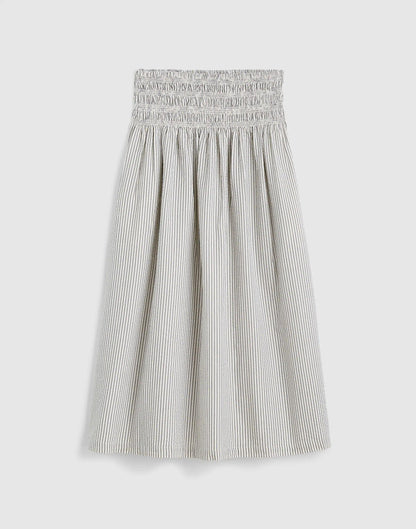 Sophia Midi Skirt in Seersucker Black Vintage Ivory Yarndye | Madewell