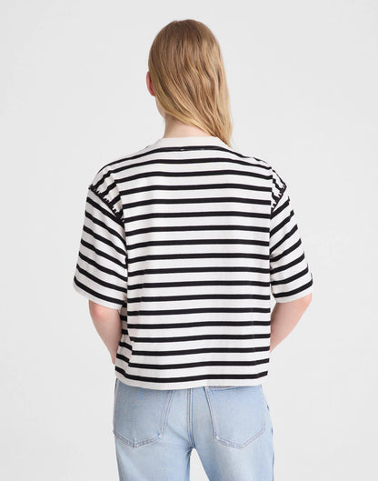 The Boxy Crop Tee in Allday Jersey Black To White Stripe | Madewell