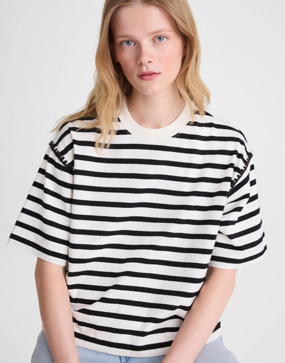 The Boxy Crop Tee in Allday Jersey Black To White Stripe | Madewell