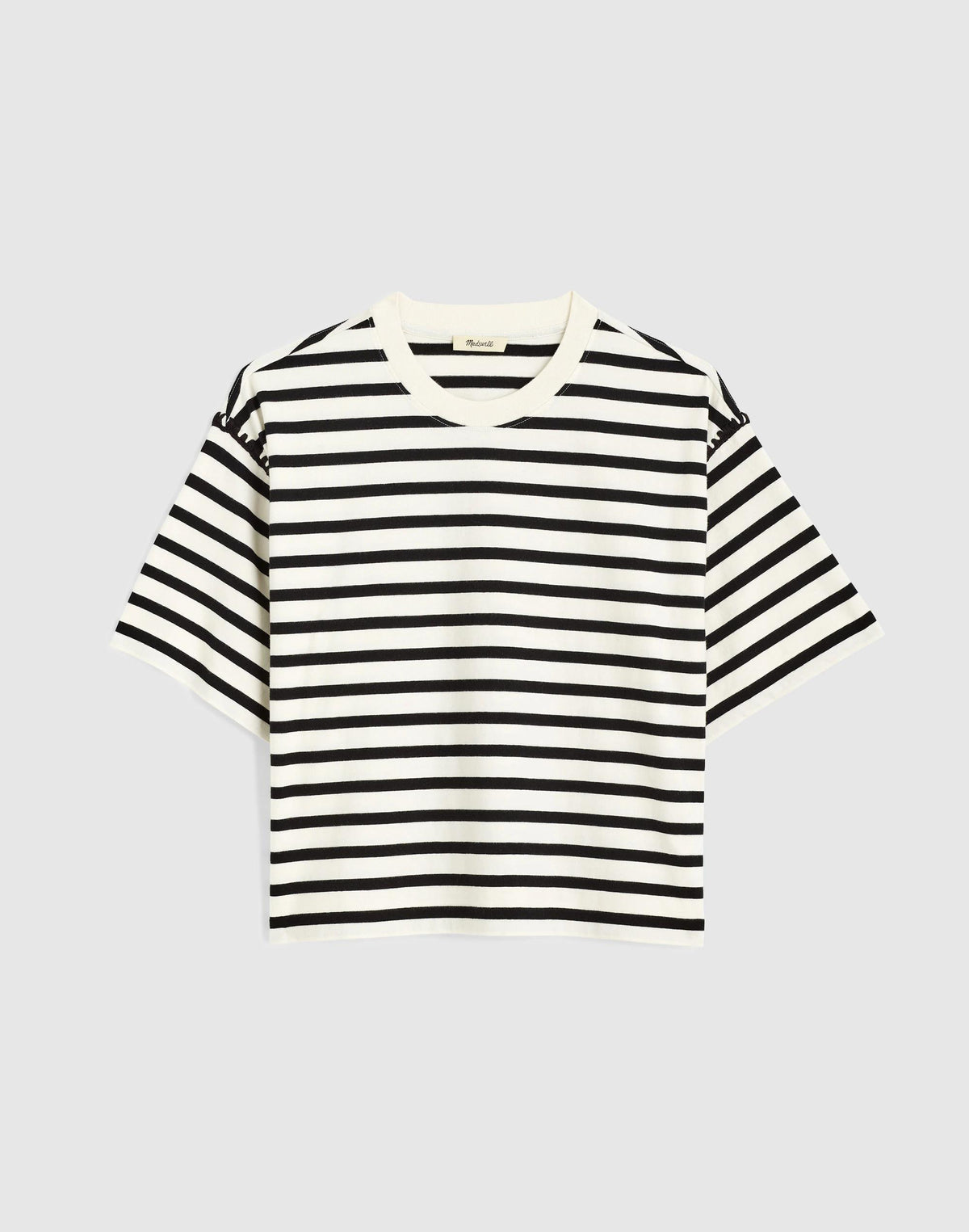 The Boxy Crop Tee in Allday Jersey Black To White Stripe | Madewell