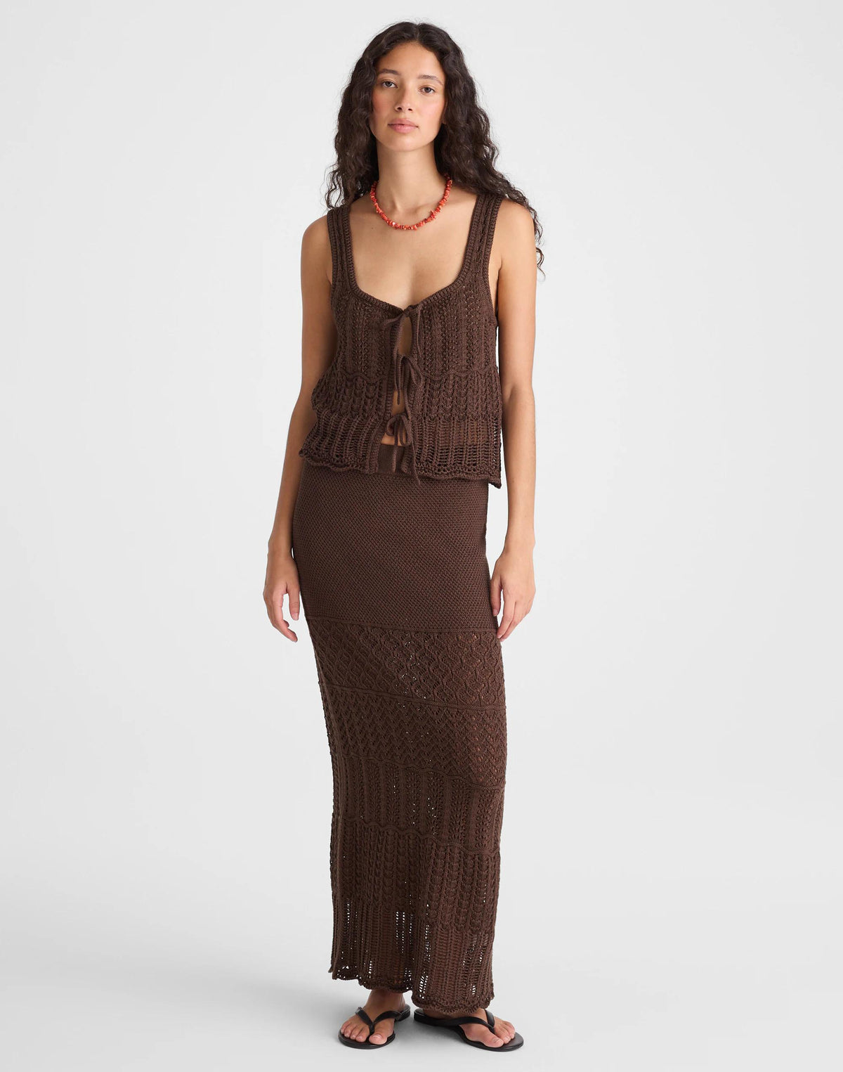 Pointelle-Stitch Maxi Skirt Dark Brown | Madewell