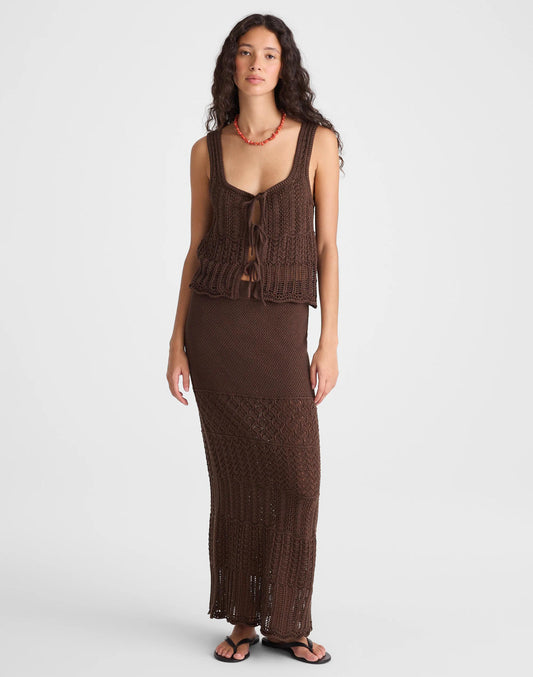Pointelle-Stitch Maxi Skirt Dark Brown | Madewell