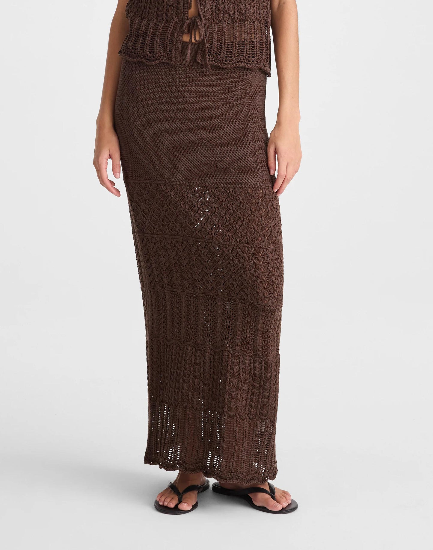 Pointelle-Stitch Maxi Skirt Dark Brown | Madewell