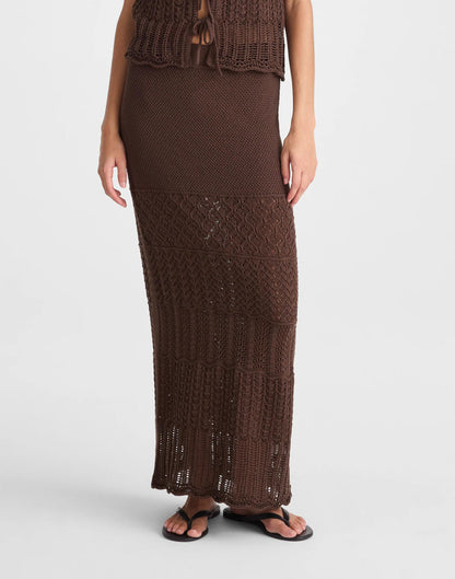 Pointelle-Stitch Maxi Skirt Dark Brown | Madewell