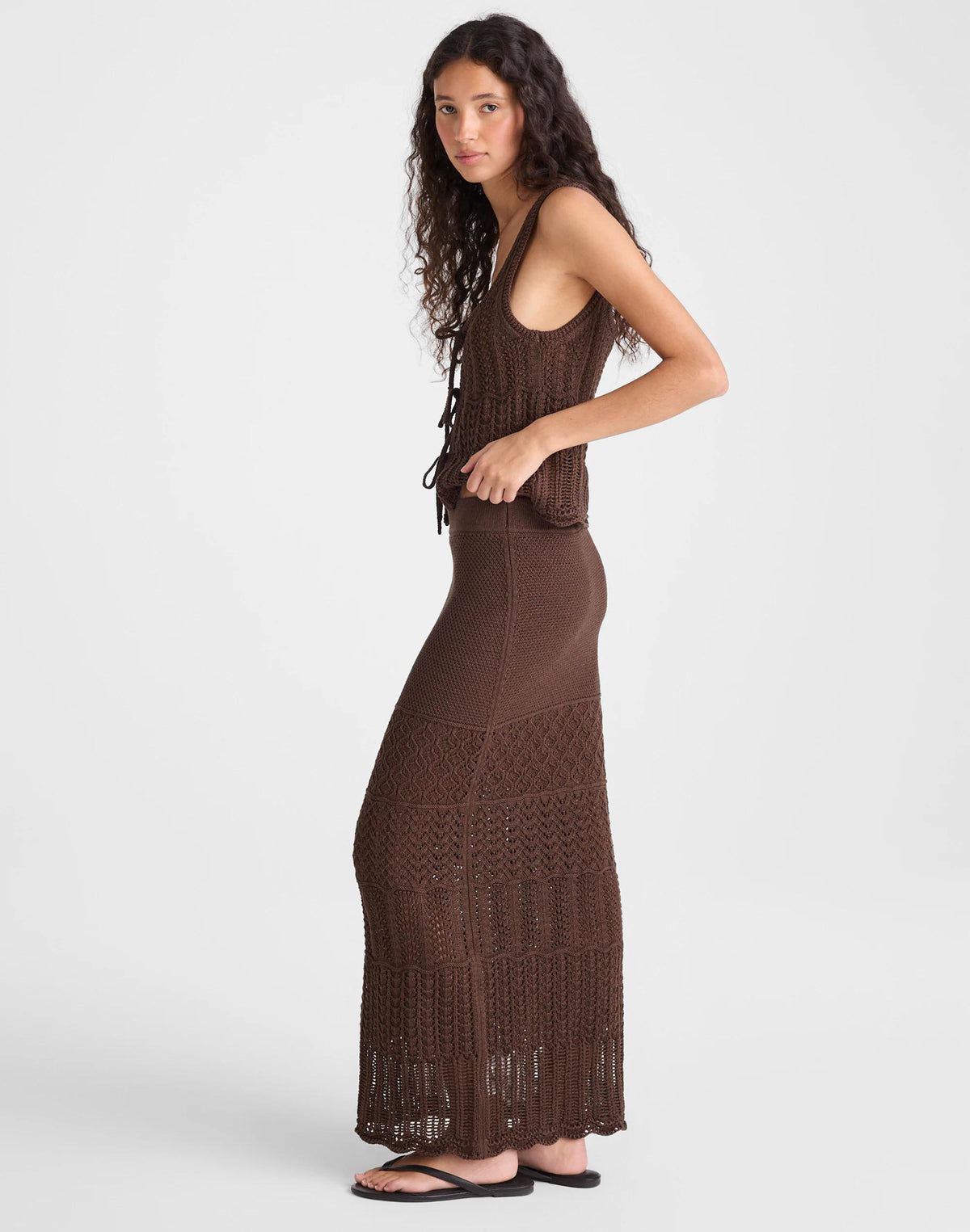 Pointelle-Stitch Maxi Skirt Dark Brown | Madewell