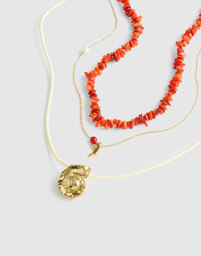 Three-Pack Puka Shell Necklace Set Enamel Red | Madewell