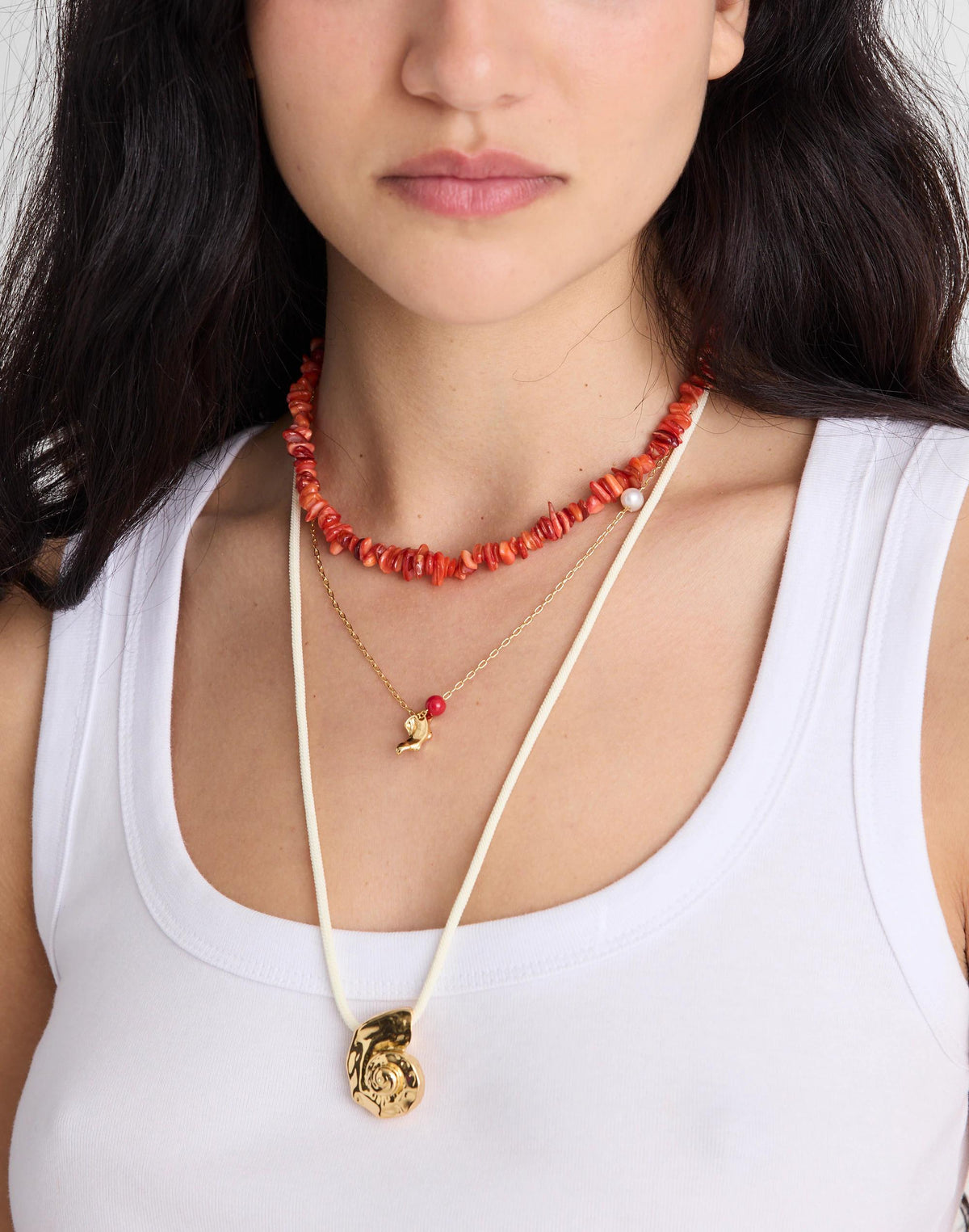 Three-Pack Puka Shell Necklace Set Enamel Red | Madewell