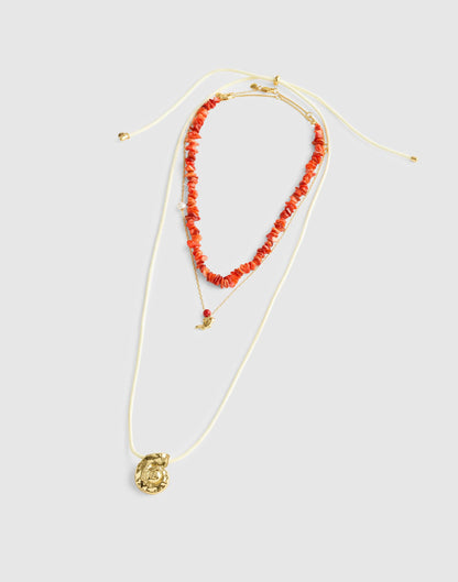 Three-Pack Puka Shell Necklace Set Enamel Red | Madewell
