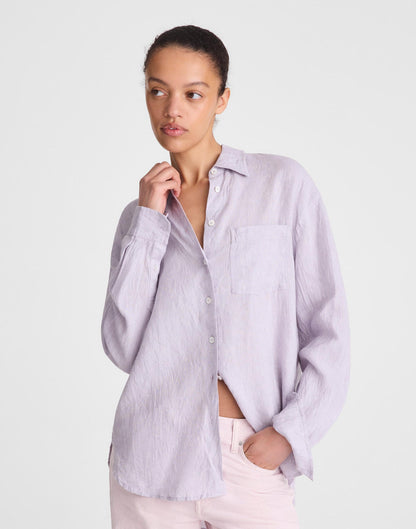 The Easy Shirt in 100% Linen Lilac Chambray | Madewell