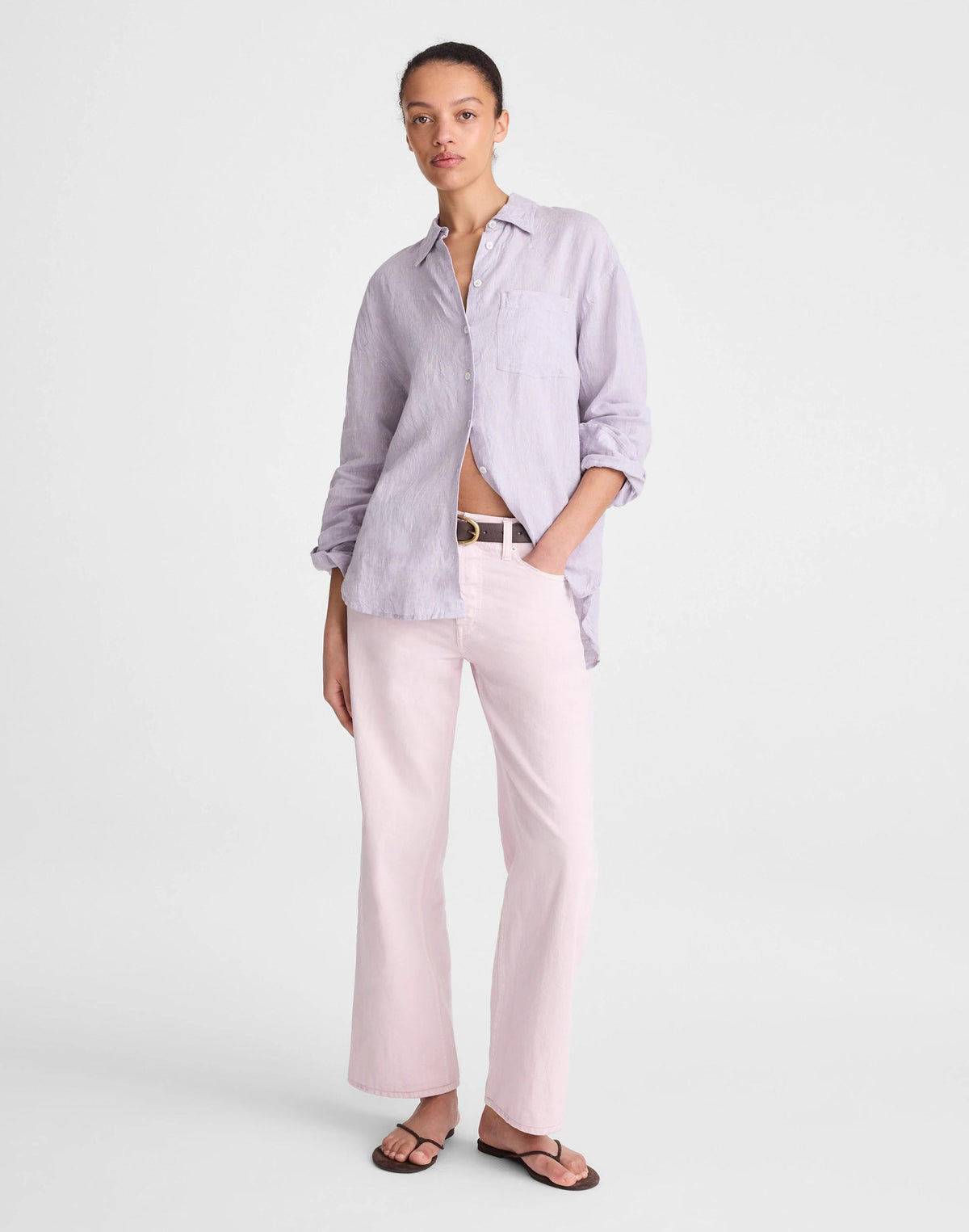 The Easy Shirt in 100% Linen Lilac Chambray | Madewell