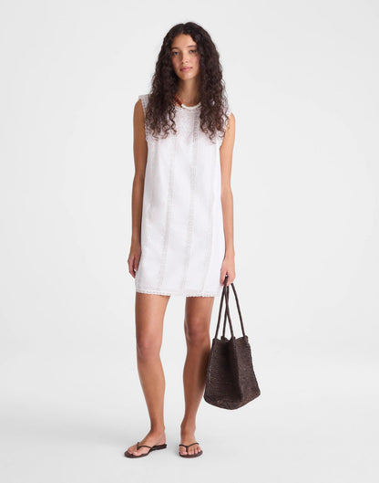 Embroidered Lace-Insert Mini Dress White | Madewell