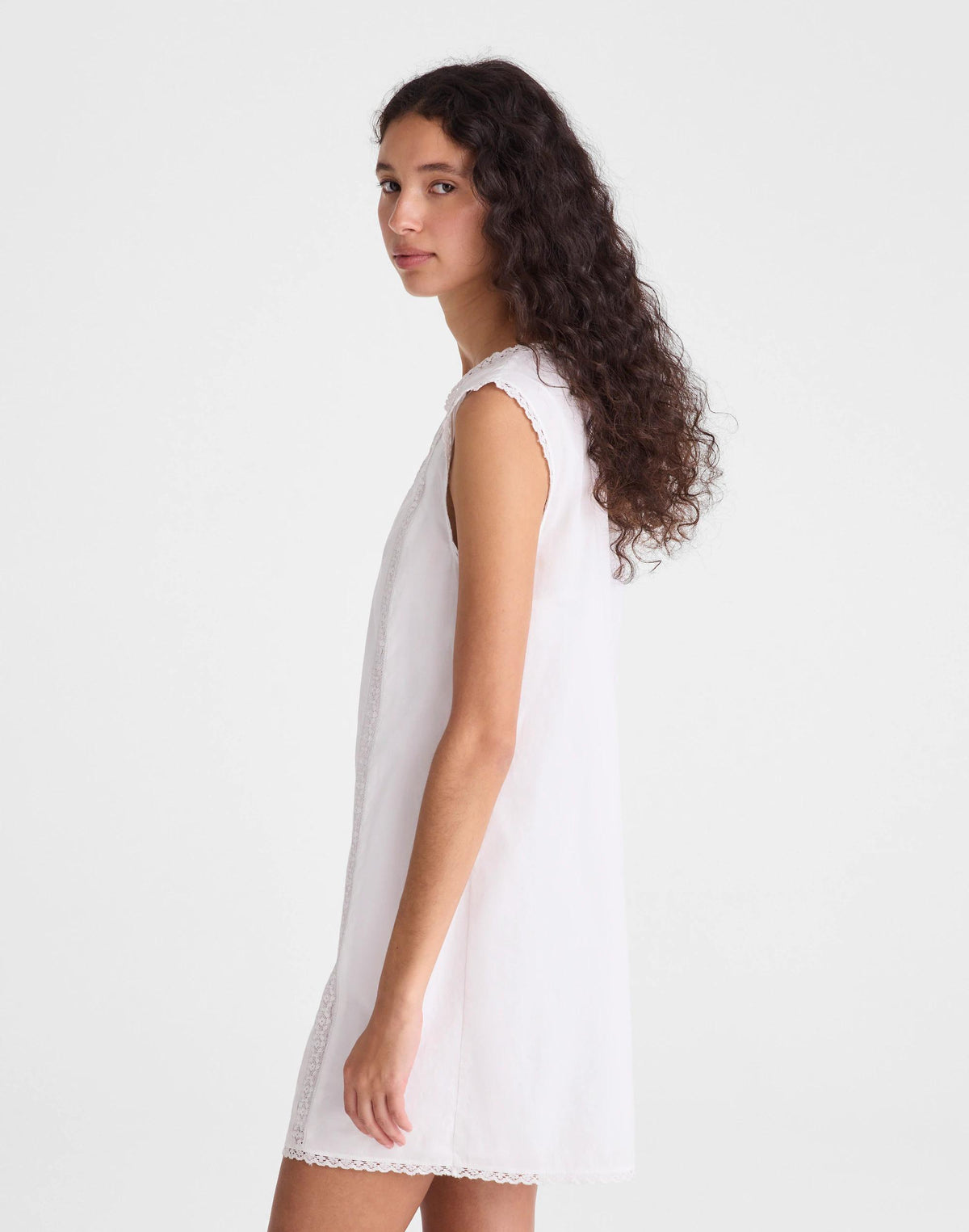 Embroidered Lace-Insert Mini Dress White | Madewell
