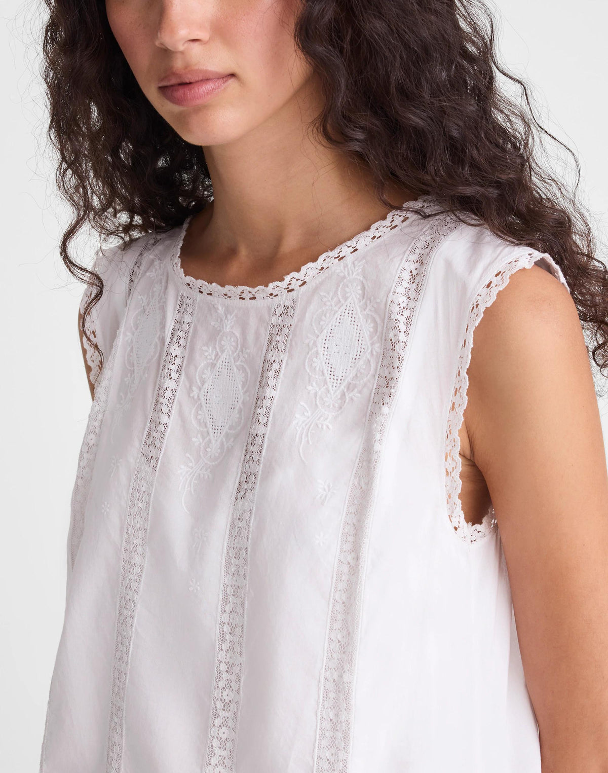 Embroidered Lace-Insert Mini Dress White | Madewell