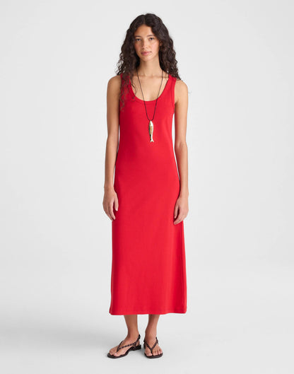 Scoopneck Tank Maxi Dress in Compact Cotton Varsity Red | Madewell