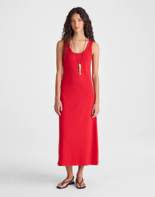 Scoopneck Tank Maxi Dress in Compact Cotton Varsity Red | Madewell