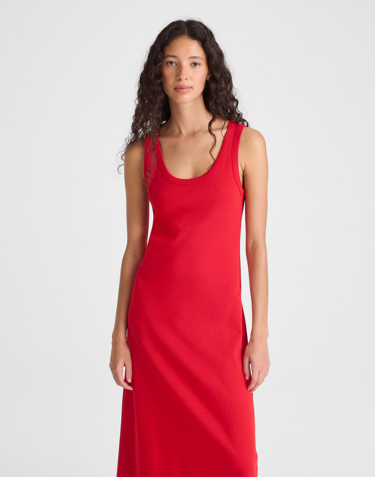 Scoopneck Tank Maxi Dress in Compact Cotton Varsity Red | Madewell