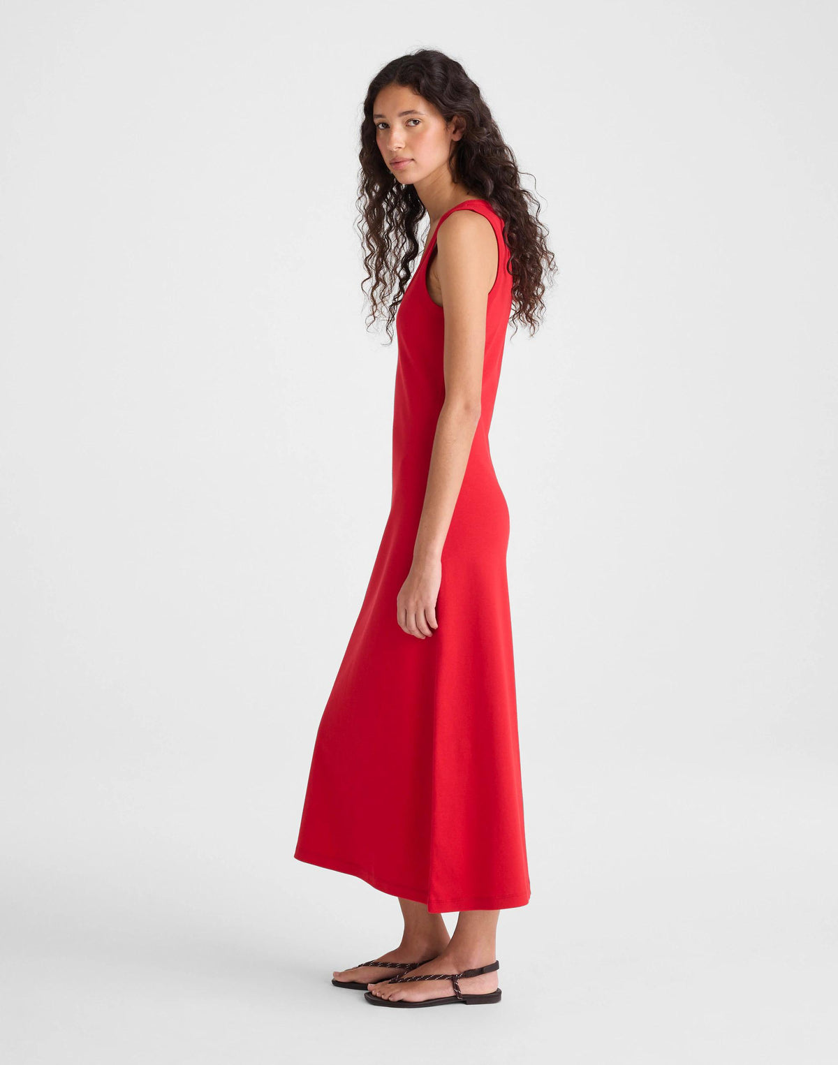 Scoopneck Tank Maxi Dress in Compact Cotton Varsity Red | Madewell