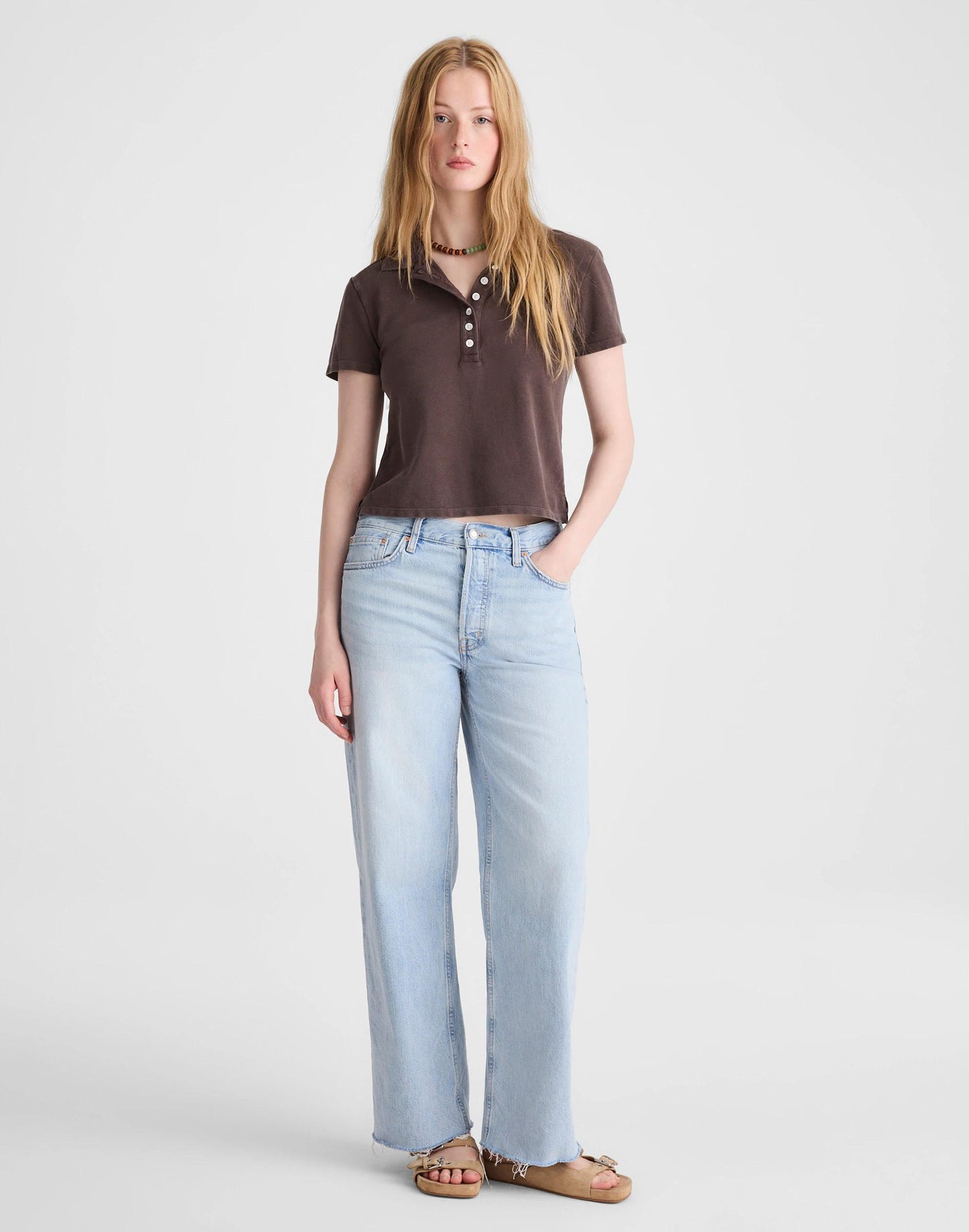 Shrunken Polo in Cotton Pique Dark Brown | Madewell
